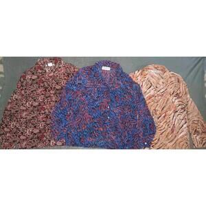 Donnkenny Button Up Blouse Set Of 3 Womens Size Medium Multicolored Textured...